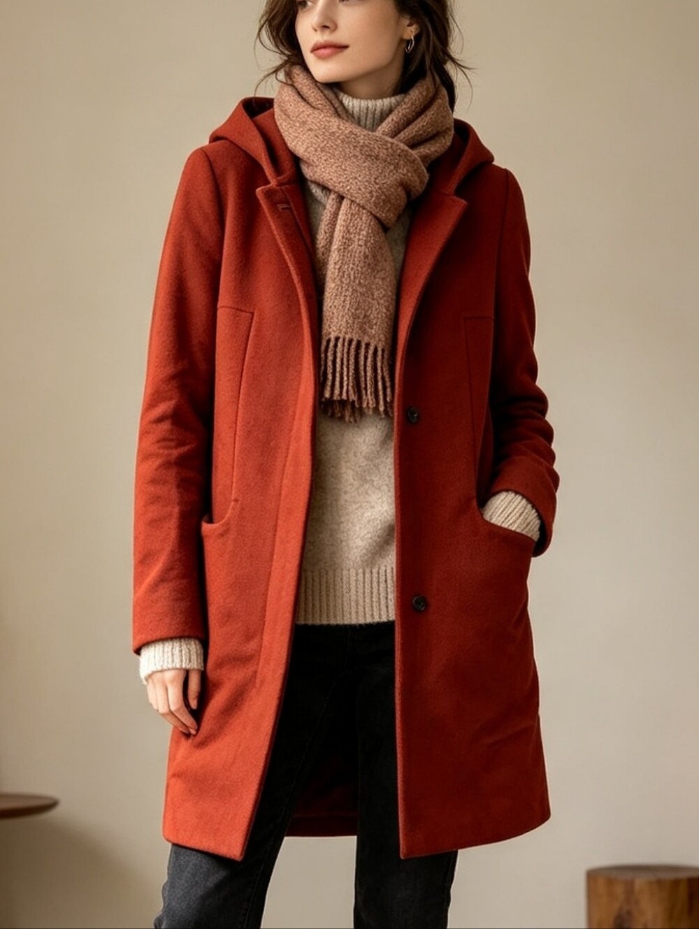 Babaton Aritzia Hooded Trench Coat XS Wool Blend Longline